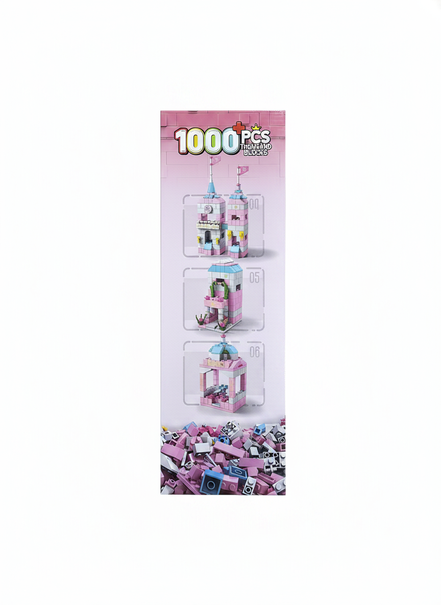 1000+ PCS Pink Magic Castle Building Blocks
