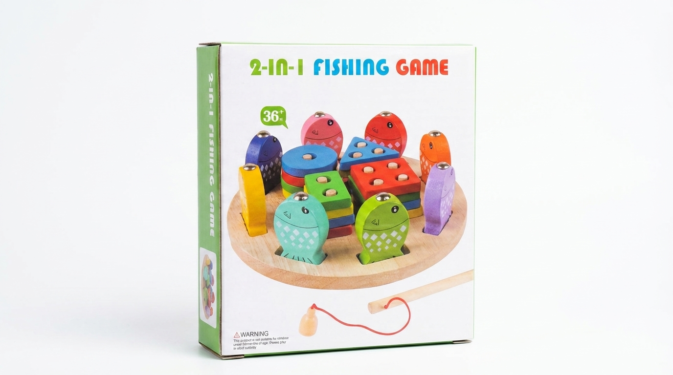 2-in-1 Wooden Fishing & Shape Sorting Game Main image