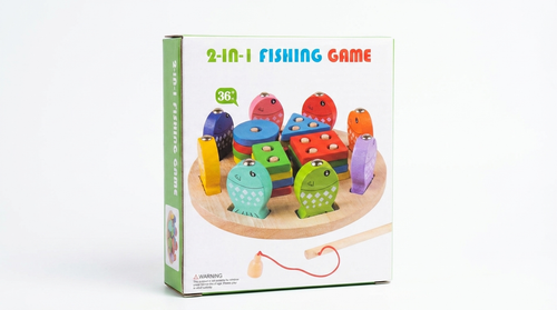 2-in-1 Wooden Fishing & Shape Sorting Game