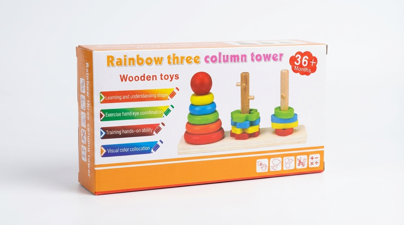Wooden Rainbow Three Column Stacking Tower Secondary image