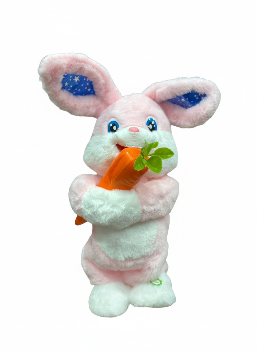 Interactive Pink Plush Rabbit with Carrot