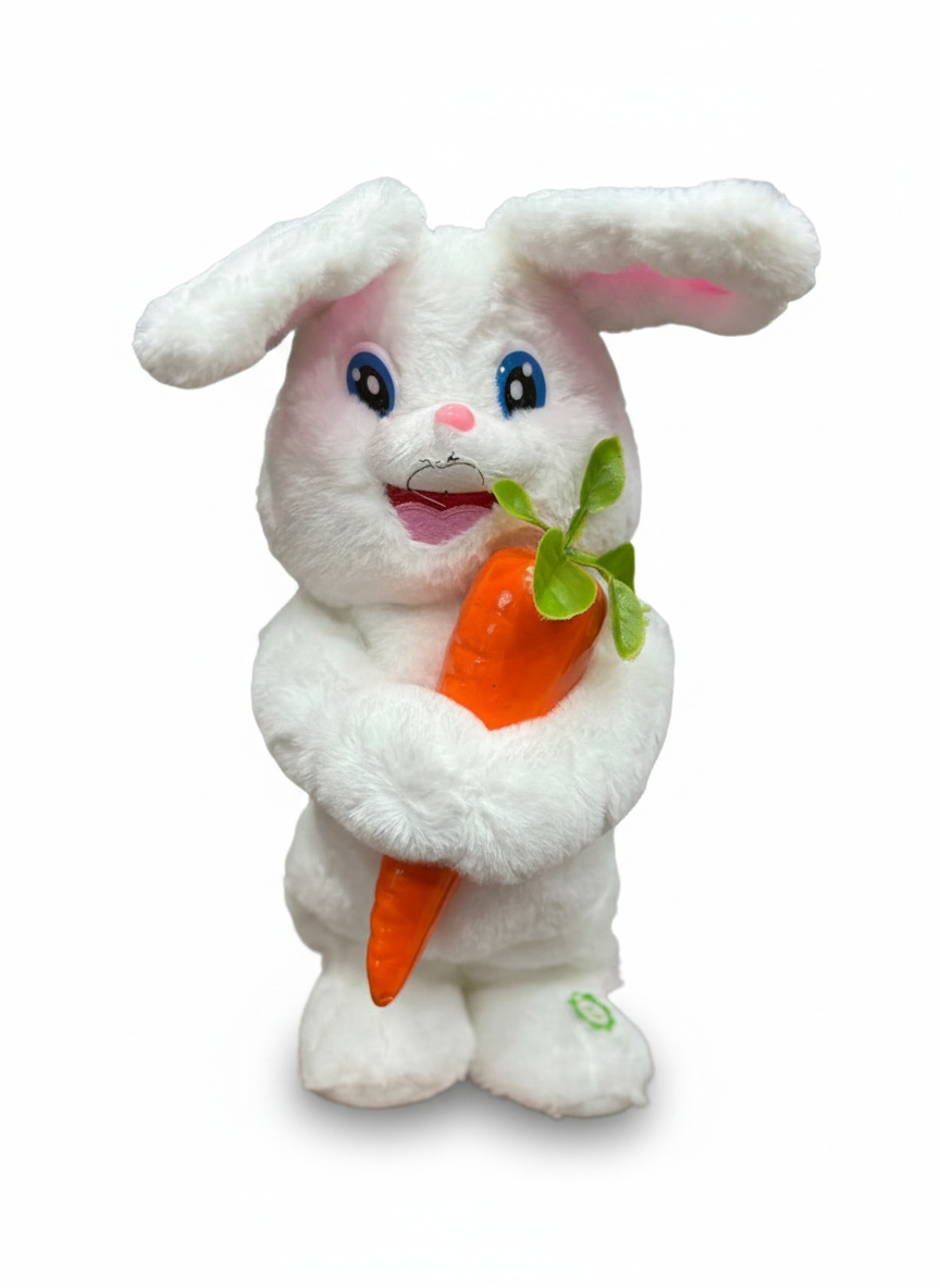 Interactive Pink Plush Rabbit with Carrot