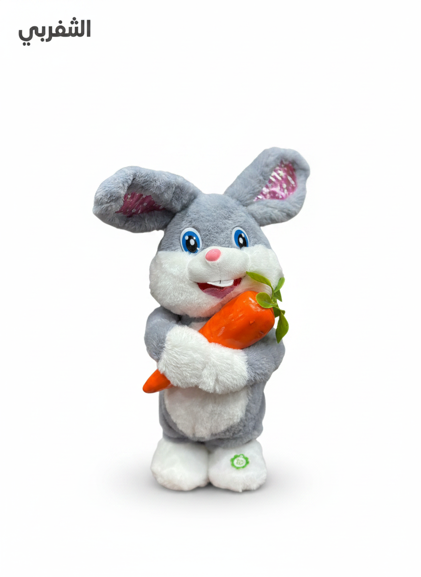 Interactive Pink Plush Rabbit with Carrot