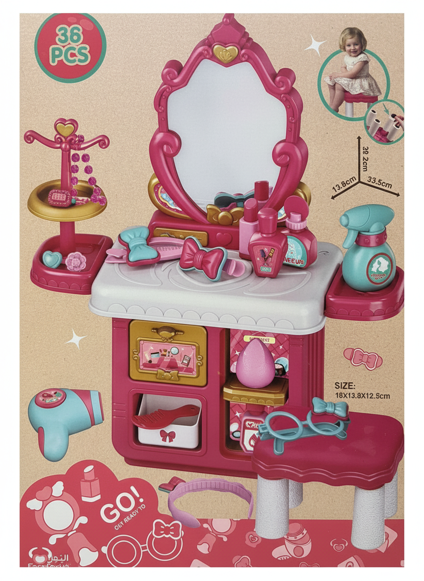 Mini Beauty Salon & Makeup Vanity Table Set